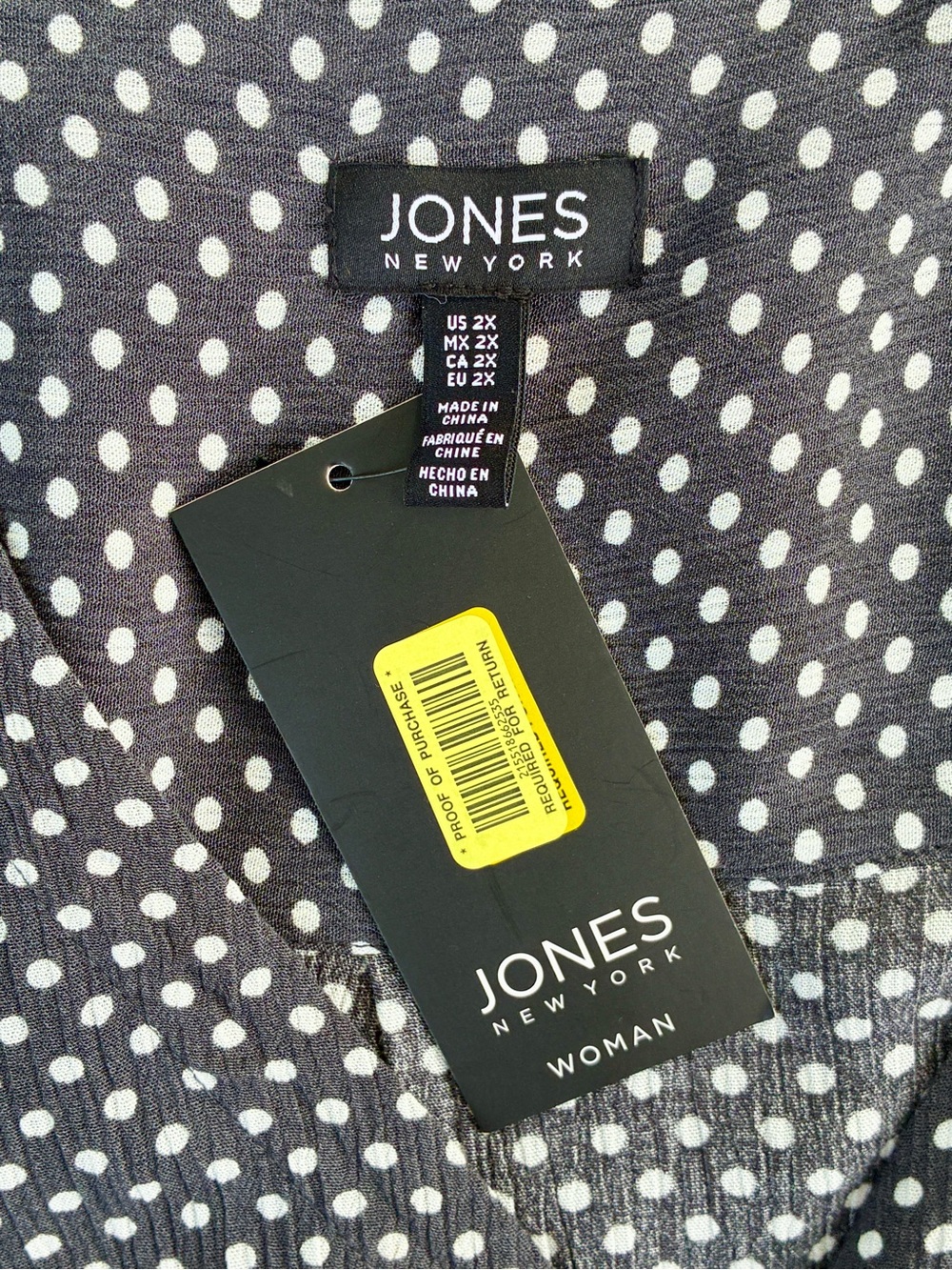 NWT Jones New York Polka Dot V-Neck Button Front Blouse Top Plus SZ 2X - Picture 2 of 7